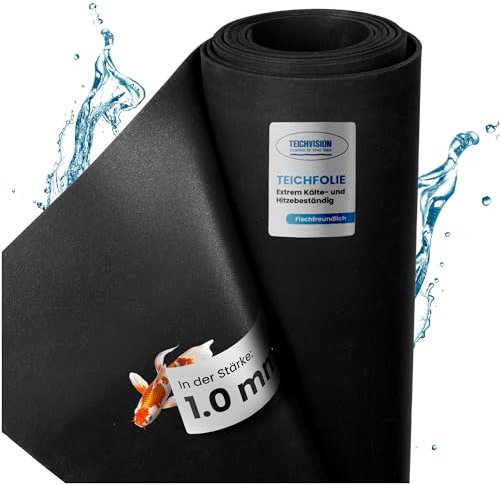 TeichVision - Premium EPDM Teichfolie Stärke 1 mm - 1,5 m x 1 m/naturgerechte EPDM Folie schwarz - besonders langlebig/auch geeignet als Hochbeet Folie wasserdicht