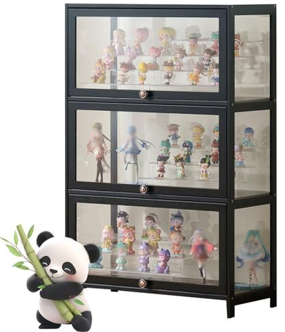 Ddasam Sammlervitrine, setzkasten mit Scheibe, Wandvitrine für Sammlerstücke Aufbewahrungsschrank mit für Miniaturmodelle von Autos, Figur, Modellbau106×60×33cm,Vitrine mit 3 Fächern