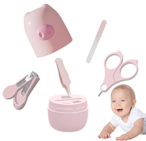 Nagelklippare för bebis, babynagelset, tecknad djurnäsa babynagelklippare – babynagelklippare och sax, modertillbehör med förvaringslåda, babynagelfil och pincett