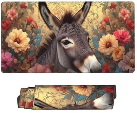 Gaming Tapis de Souris, Grand Tapis de Souris XXL 1600 x 800 x 3 mm,Fleurs âne Tapis Souris pour Clavier et Bureau, avec Bords Surpiqués et Dos Antidérapant, for Gamer Gaming Accessoire D-483