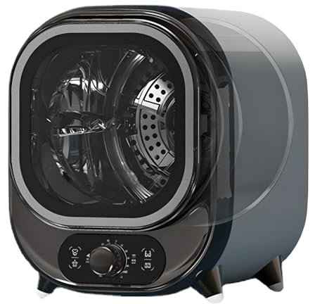 450W Portable Clothes Dryer, Tabletop Spin Mini Dryer with Stainless Steel Tub and Simple Control Knob, 18L Electric Dryer for Apartment, Home, Dorm, Luxury Grey