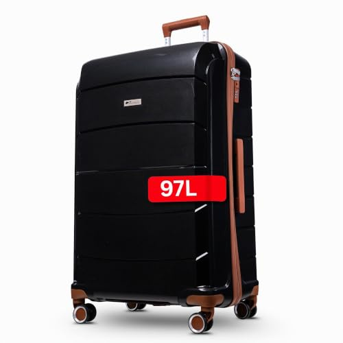 Cocoono Graz Koffer Groß 97 Liter Volumen - mit TSA Schloss, Koffer & Trolleys, Reisekoffer, Hartschalenkoffer, Hartschalenkoffer, Trolley, Koffer XL, Reisekoffer mit Rollen Groß (schwarz, XL)