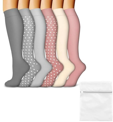Culinavog 6 Paar Compression Socks, Kompressionsstrümpfe Stützstrümpfe Damen Non-Slip Laufstrümpfe Kompression Stocking Knee High Best Support für Leichtathletik Laufen Wandern mit Wäschesack