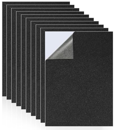 10 Cuscinetti in Feltro Autoadesivo, Moquette Adesiva Nero Gomme 1mm, 300 x 210 x 1 mm, Gommapiuma per Imbottitura, Tappetino in Achiuma Eva, Protettivi Antiscivolo per Mobili (Nero)