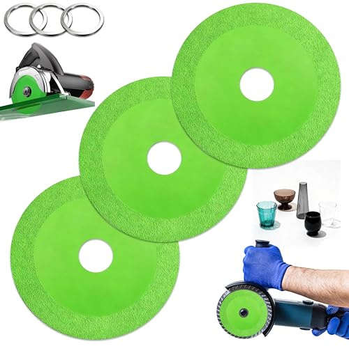 Lot de 3 Disque Coupe Verre, Disques Diamant 125mm pour Bouteille, Porcelaine, Jade, Granit, Verre, Ø 22,23 mm Disque de Coupe pour Meuleuse d'Angle, Coupe Propre sans Éclats