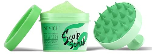 SEVICH Scalp Scrub with Massager for Hair Strengthening Version,with Rosemary Oil & Sea Salt for Remove Buildup & Oil,Strengthen Hair,100g