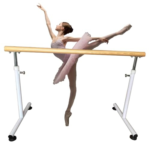 Ballettstange, Ballettstange für Tanzstudio, leicht, verstellbar, mit Rutschfester Basis für Fitnessstudio, Tanzraum, Stretch, weiß, 250 cm