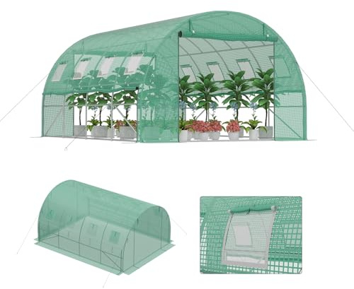 LZQ Gewächshaus Foliengewächshaus Tunnelgewächshaus Tomatenhaus 3x4x2 m, begehbares Gartengewächshaus, Folientunnel Gewächshaustunnel pflanztunnel Treibhaus mit Fenstern & Reißverschlusstüren