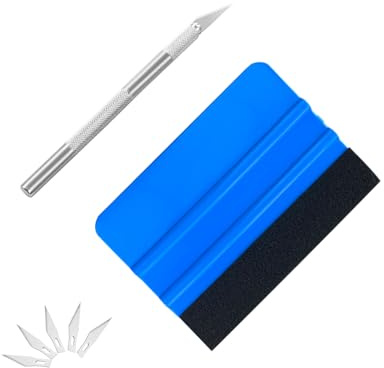 SkyGad Spatola Kit Carta da Parati, 7 Pezzi Stendi Pellicola Telefono Kit Wrapping per Adesivi Pellicole Adesive Auto Vetri, Kit Avvolgimento in Vinile con 1 Martinetto in Feltro, 1 Lama, 5 Lame