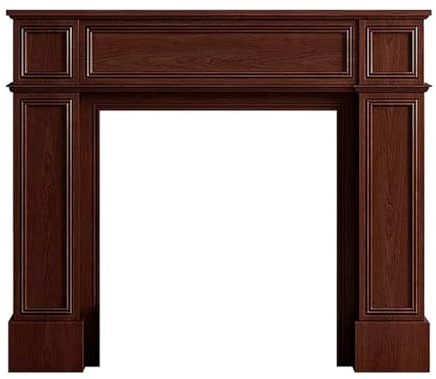 Habillage de cheminée Tablette décorative à panneau surélevé avec cadre de cheminée en bois classique(Walnut,Petit)
