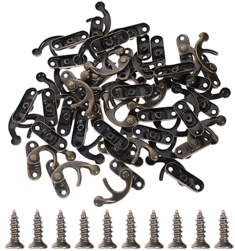 Chiusura Hasp in Ferro Oro 40 Pezzi per Scatole di Legno | Stile Retro Antico, Viti Incluse, Leggero e Portatile, per Scatole Vino e Cofanetti