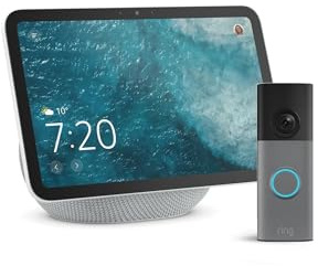 Amazon Echo Show 8 (nouvelle gén.), Blanc + Ring sonnette vidéo sans fil (nouvelle gén.), Gris moucheté, Voyez vos visiteurs sur l'Echo Show, avec accès anticipé à Alexa+
