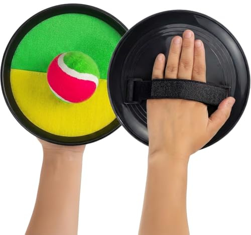 Racchettoni Spiaggia Set 2 Racchette e 1 Palla, Giochi Spiaggia Ragazzi e Famiglia, Gioco Cattura Palline, Ideale per Mare, Giardino, Parco e Feste Estive all’Aperto