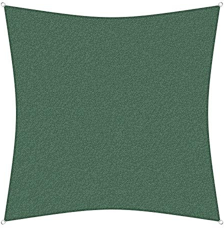 sunprotect 83211 Professional Sonnensegel, 5 x 5 m, Quadrat, Wind- & wasserdurchlässig, grün