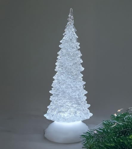 Pirámide de árbol de Navidad con luz y agua, 22 cm), color blanco