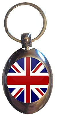 DottsMusic Union Jack/Great Britain Flag - Shopping Trolley Keyring - Token (£1 Coin)