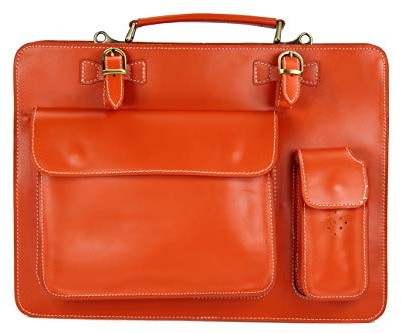Belli Design Bag Verona italienische Leder Businesstasche Arbeitstasche Messenger Aktentasche Lehrertasche Laptoptasche unisex in orange - 39x29x11 cm (B x H x T)