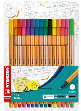 STABILO - Fineliner - point 88-15er Pack inkl. 5 Neonfarben