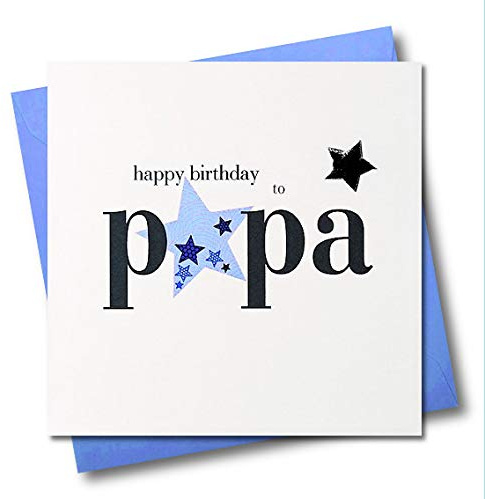 Claire Giles Carte d'anniversaire Motif coeurs et étoiles Inscription Happy birthday Papa