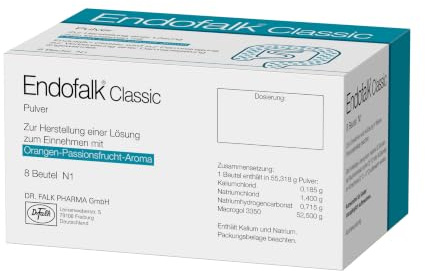 Endofalk Classic 8 Beutel, Orangen-Passionsfrucht Aroma | Arzneimittel, wird zur Darmreinigung zur Vorbereitung einer Darmspiegelung angewendet, Pulver