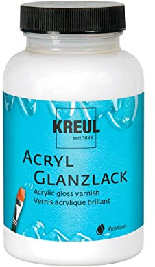 KREUL 79413 - Acryl Glanzlack auf Wasserbasis, 275 ml Glas, glänzend transparent, Schutz-und Überzugslack für durchgetrocknete Aufmalungen, bedingt witterungsbeständig, speichelecht