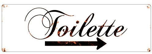 METALLSCHILD Shabby Blechschild Vintage TOILETTE PFEIL RECHTS Türschild Gäste WC Bad