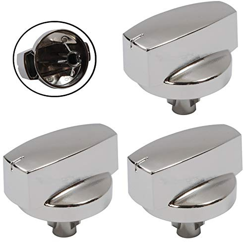 Belling Oven Cooker Knob Function Control Switch (Silver/Chrome, Pack of 3) - Fits Models 444445412, 444445413, 1000DF - Metal, Electric, Freestanding, Oven Knobs