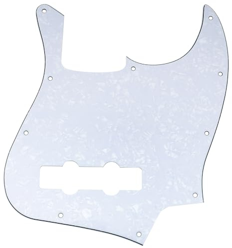 Musiclily Pro 10 Löcher J Bass Pickguard Schlagbrett 4-lagig White Pearl | für 4-Saiter Fender American/Mexican Standard Jazz Bass