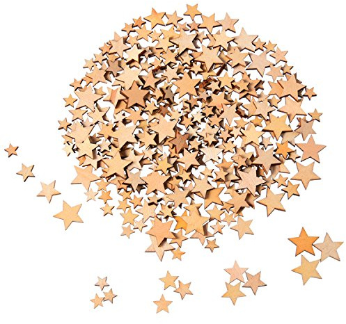 200 Stück Holzsterne zum Basteln Streudeko Weihnachten Holzsterne Holz Sterne Klein Tischdeko Streudeko Mini Stern Deko für Hochzeit Handwerk Making DIY, Gemischt 4 Größen
