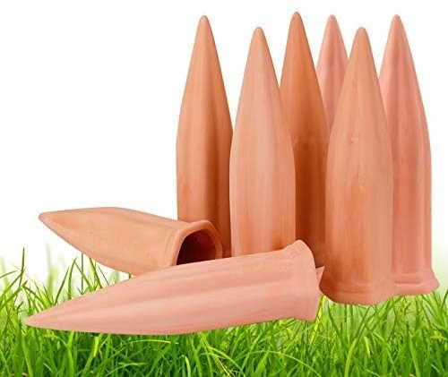 Plant Watering Devices 8 Pack Terracotta Vacation Plant Waterer Wine Bottle Watering Stakes Slow Release Plant Watering Spikes Self Watering Devices for Indoor Outdoor Plants (8)