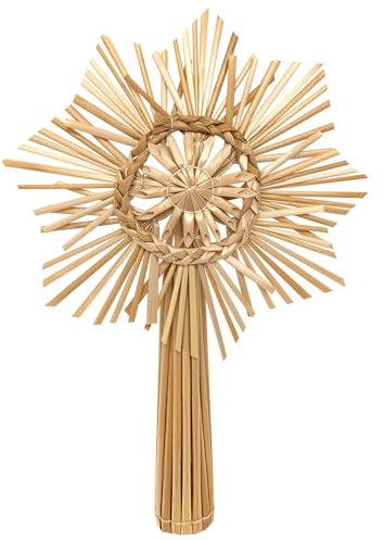 COM-FOUR® Christbaumspitze als Weihnachtsbaumschmuck aus Stroh - Strohstern-Spitze für den Weihnachtsbaum - Christbaum-Schmuck - natürlicher Christbaum-Behang