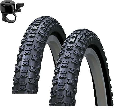 2 x Roverstone 20 Fahrradreifen Fahrradmantel Schwarz 54-406 (20 x 2,125) inkl. Fahrradklingel