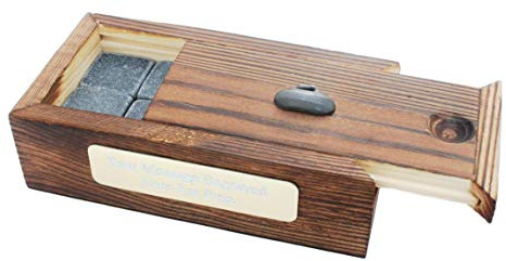 Curling Stone Whiskey Gin Ice Cube Stones in Wooden Box Free Engraving 95