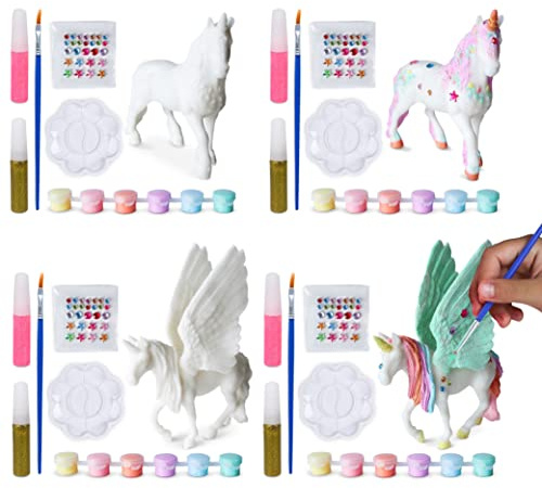 BONNYCO Unicorn Gifts for Girls Unicorn Party Bag Fillers for Kids, Painting Craft Kit Pack 4. Kids' Party Favours Girls Toys, End of Year Gifts Children. Pinata Filler, Return Birthday Prizes