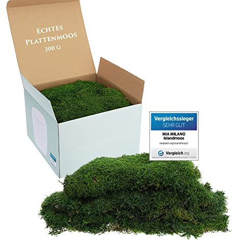 Mia Milano Plattenmoos konserviert dunkelgrün | Deko Wand Moos Platten haltbar | DIY Moosbild selber Machen | 300g Dunkelgrüne Natur Moosmatte lebend in Grün