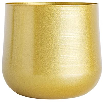 ZMKY Vaso per Piante d'oro - Vasi per Piante da Interno,Vaso da Fiori Rotondo Decorativo in Metallo Dorato con Foro di drenaggio Adatto per Patio da Giardino al Coperto