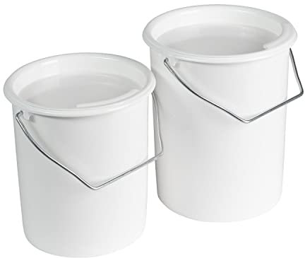 Westmark 237922E7 Lot de 2 seaux à Lait/Stockage/Nourriture avec Anse et Couvercle, capacité : 2 l et 3 l, en Plastique, Maxi, Blanc