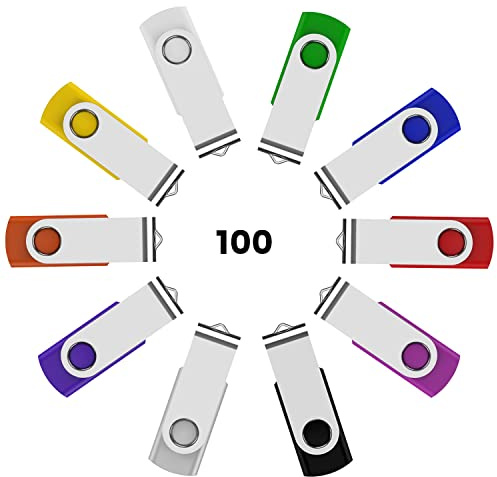 KOOTION Cle USB 4 Go Lot de 100 Pas Cher Clé USB 2.0 Stockage Externe Mémoire Porte Clé pour PC, TV, Ipad, Voiture, Lecteur, Xboxone (4 Go, Multicouleur)