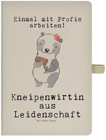 Mr. & Mrs. Panda DIN A4 Baumwoll Notizbuch Kneipenwirtin Leidenschaft - Geschenk, Notizen, Journal, Gaststätte, Tagebuch, Adressbuch, Eintragebuch,