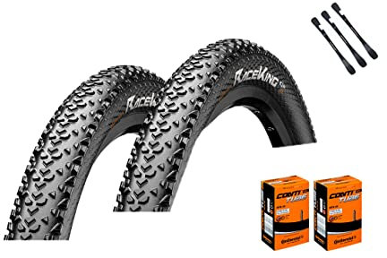 2er Set Continental Race King Fahrradreifen 26 Zoll (55-559) auswählbar mit Schläuchen + 3 MSZweirad Reifenheber (26 x 2,20 (55-559), DV Schläuche)