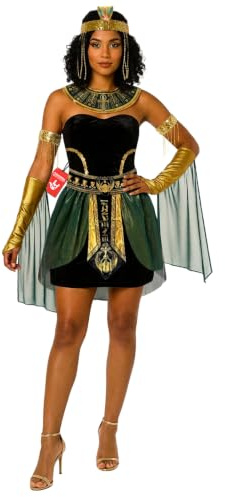 Morph Disfraz Egipcio Mujer, Disfraz Cleopatra Halloween Mujer | Minivestido, Collar Dorado, Brazaletes & Tocado, Reina del Nilo, Perfecto para Halloween, Ideal para Disfrazarse