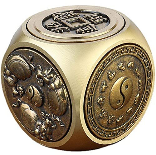 Sechsgesichtiger Dekompressionswürfel mit Vier Tieren, Vintage-Kupfer, Stressabbau-Würfel, Fidget-Block-Ornament, Antistress-Zappelspielzeug für Erwachsene