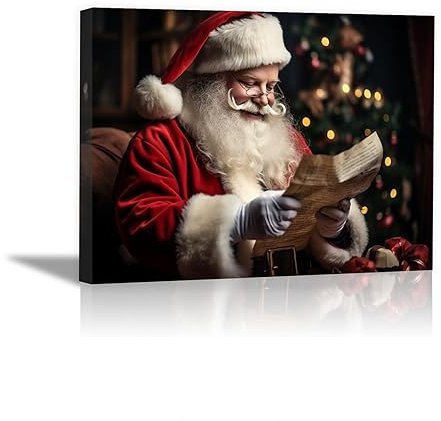SHYAMIC Bilder Weihnachten Leinwandbild Kunstdruck, Weihnachtsmann Wandbild X-Mas Fenster Fotodruck Kunstdruck Leuchtbild, Weihnachten Winteridylle Effekt - 60x90cm Gerahmt
