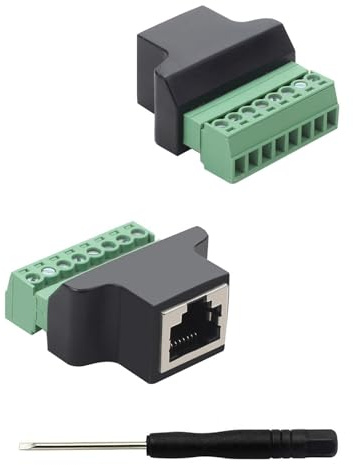 PENGLIN 2 Stück RJ45 Buchse auf 8 Pins Schraubklemmenblock Adapter | für Cat7 Cat6 Cat5 Ethernet Extender CCTV Digital Internet,RJ45 8P8C Buchse auf 8 Poligen Terminal Ethernet Anschluss