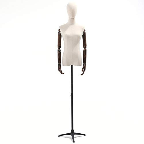 Weibliche Kleiderform, feststeckbarer Mannequin-Körper-Torso mit Stativ-Basisständer aus schwarzem Metall, für die Präsentation von Damenbekleidungskleidern (mit Vintage-