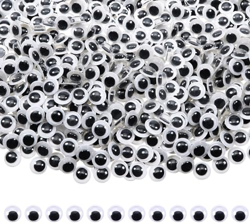 TOAOB 1000 Stück Wackelaugen Selbstklebend 6 mm Klein Kunststoff Runde | Kulleraugen Selbstklebend Wiggle Googly Augen Puppe Augen Aufkleber für DIY Bastelaugen Scrapbooking Handwerk Zubehör