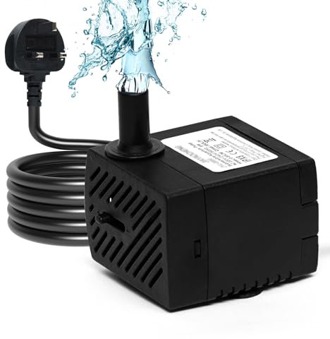 Puddry Small Water Feature Pump, Mini Submersible Water Pump (180L/H, 3W) with 4.6ft Power Cable 1 Nozzle, Adjustable Ultra Quiet Water Pump for Fish Tank, Pet Fountains, Pond, Aquarium, Hydroponics