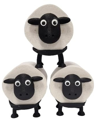 Sheep Toilet Roll Holder - Funny Toilet Paper Holder Free Standing Bathroom Set - 3D Printed Black Sheep Loo Roll Holder - Hilarious Tissue Paper Roll Storage - Cute Bathroom Decor - Set Of 3