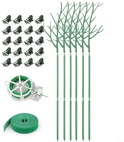 Baumzweig-Stützpfahl, 6 Stück, verstellbare Zweig-Pflanzenstützpfähle, 101,6 cm Pflanzen-Rankstäbe für Topfpflanzen, grüne Baumzweig-Stützpfahl (100,8 cm)