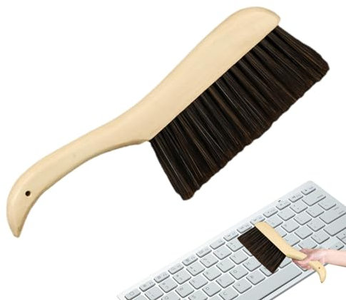 Plumero de Escoba de Mano, Cepillo de Mano de Madera, Cepillo para Polvo, Cepillos De Mano, Escoba Pequeña, Mango Largo De Madera para Coche, Cama, Muebles, Ropa